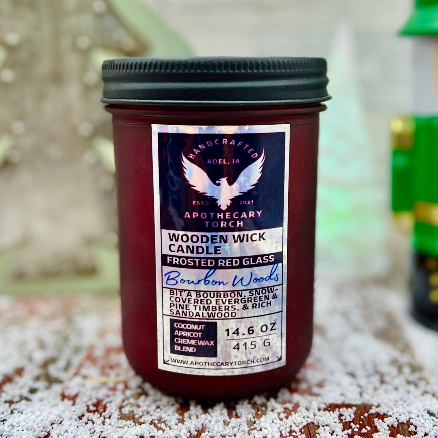 Winter Frosted Candle | Bourbon Woods | 14.6 oz