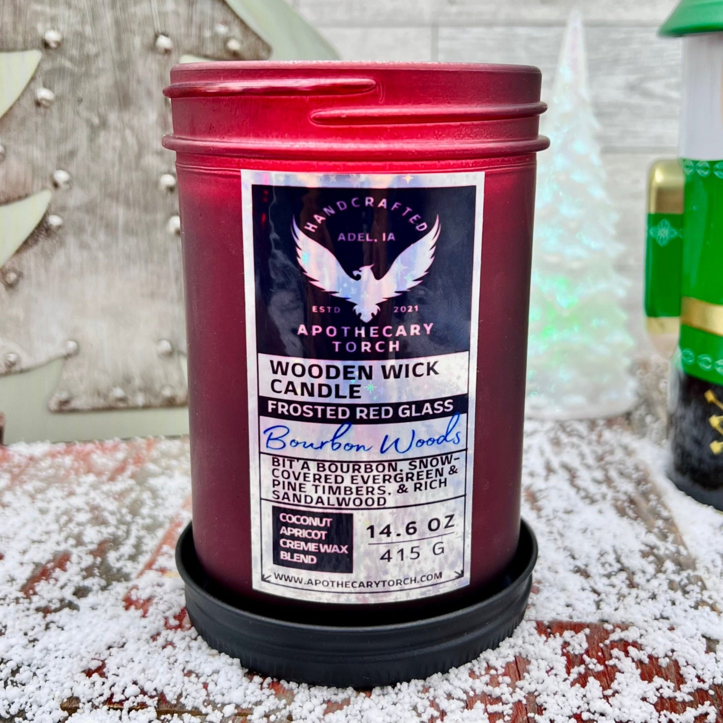 Winter Frosted Candle | Bourbon Woods | 14.6 oz