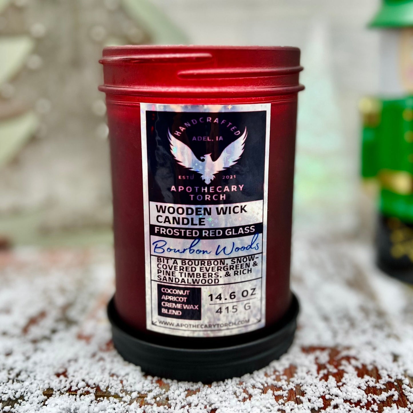 Winter Frosted Candle | Bourbon Woods | 14.6 oz