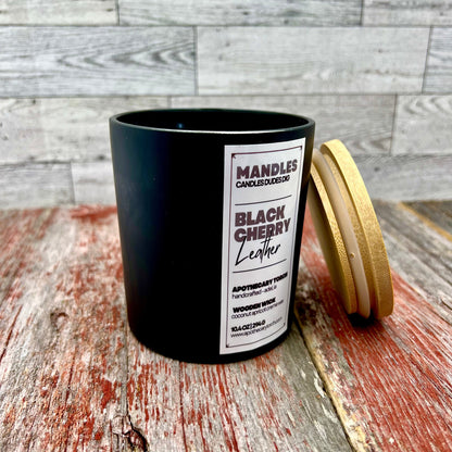 Black Cherry Leather Candle with Wood Wick