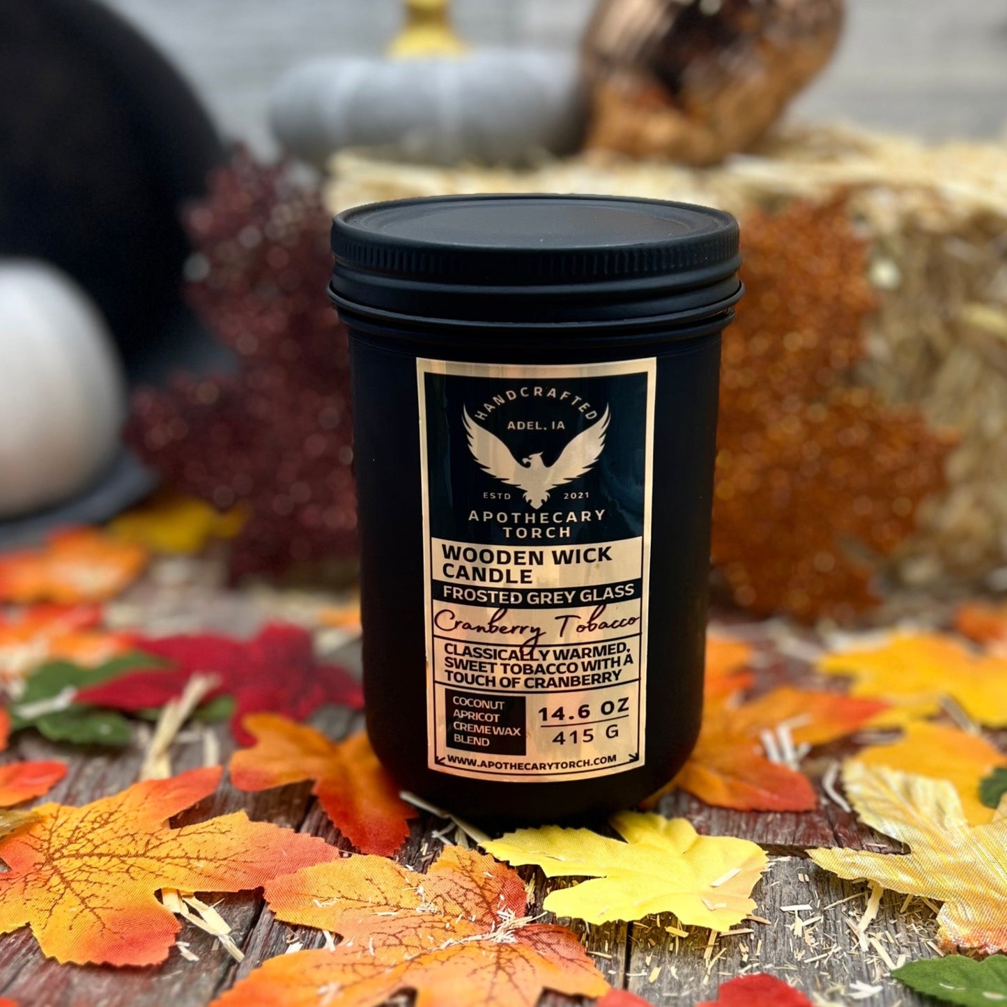 Fall Frosted Candle | Cranberry Tobacco | 14.6 oz