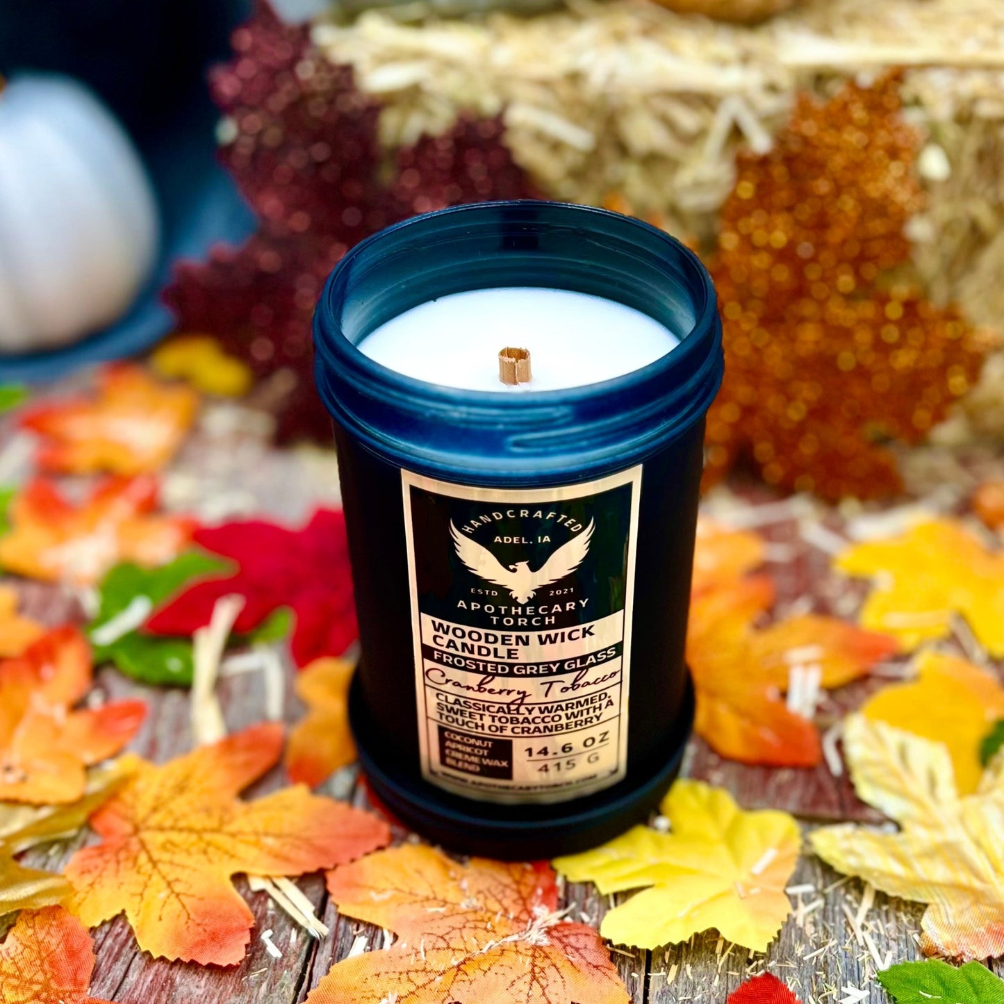 Fall Frosted Candle | Cranberry Tobacco | 14.6 oz