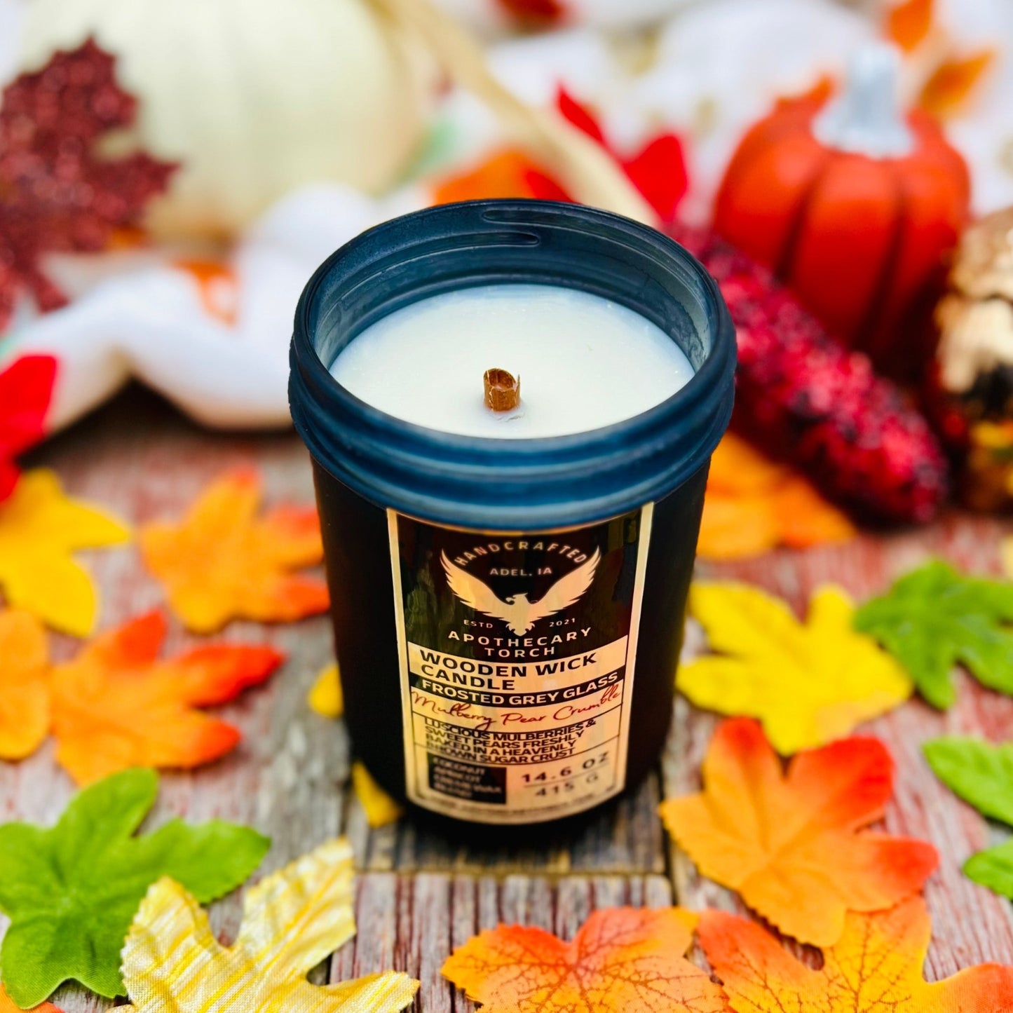 Fall Frosted Candle | Mulberry Pear Crumble | 14.6 oz