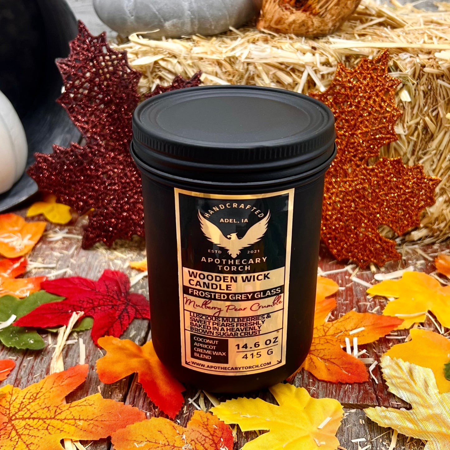 Fall Frosted Candle | Mulberry Pear Crumble | 14.6 oz