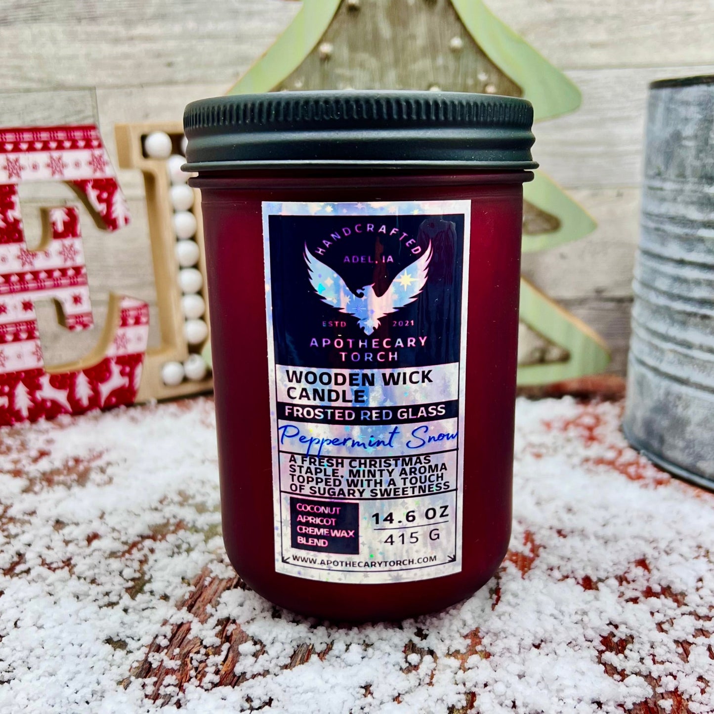 Winter Frosted Candle | Peppermint Snow | 14.6 oz