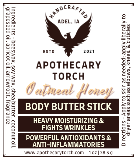 Body Butter Stick | Oatmeal Honey | Heavy Moisturizing - Shea Butter and Natural Oils | 1 oz.